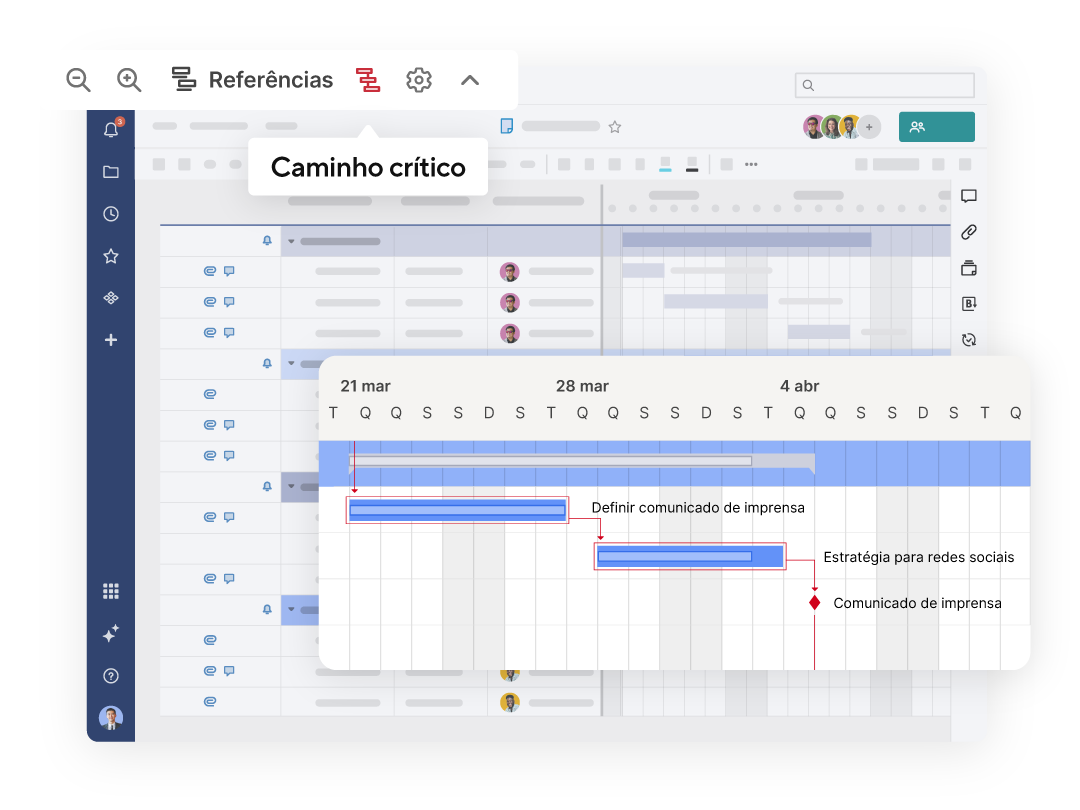 product ui showing gantt view features