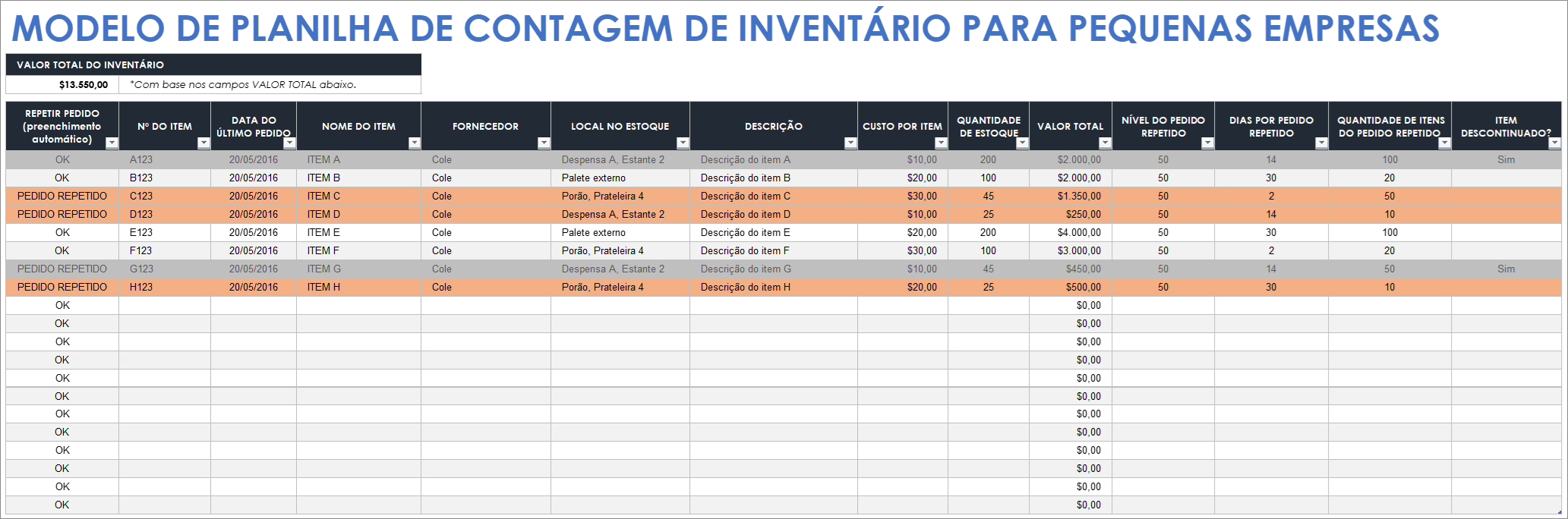  Modelo de planilha de contagem de estoque para pequenas empresas