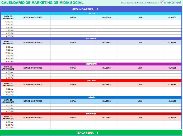 CALENDÁRIO DE MARKETING DE MÍDIA SOCIAL