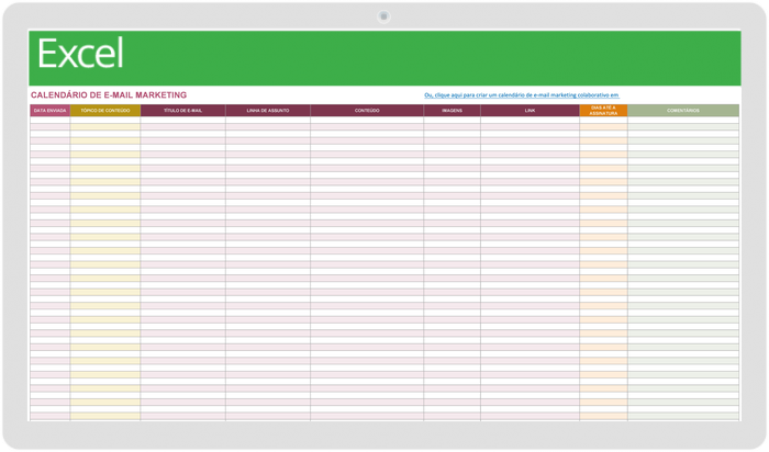 Calendário de e-mail marketing