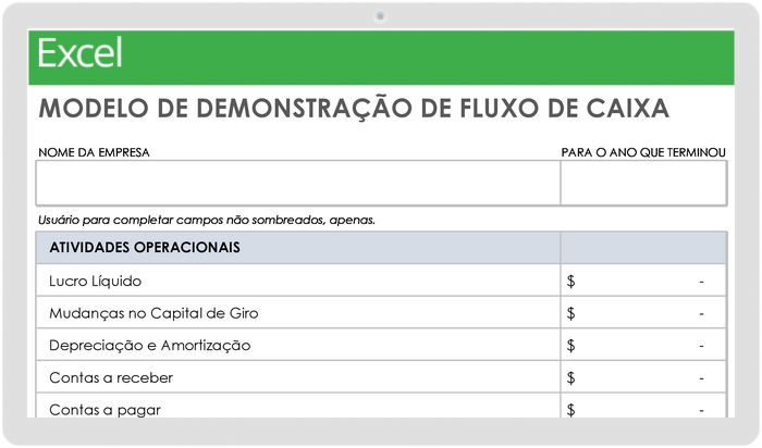  Modelo de Demonstrativo de Fluxo de Caixa