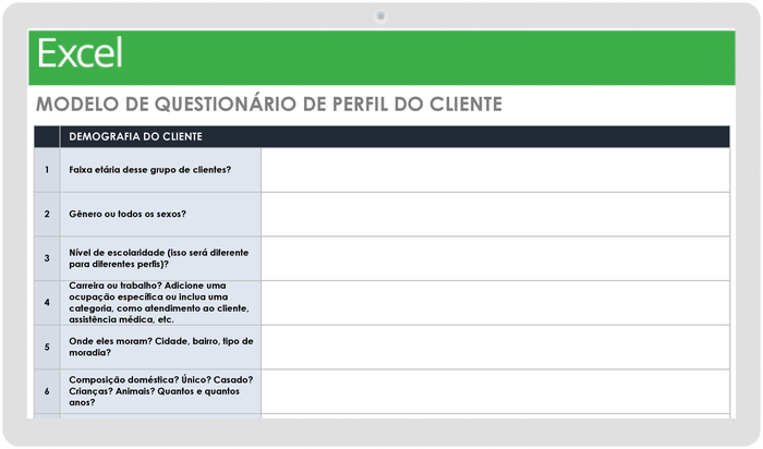 Modelo de Questionário de Perfil do Cliente