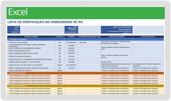 Lista de verificação de integração de RH