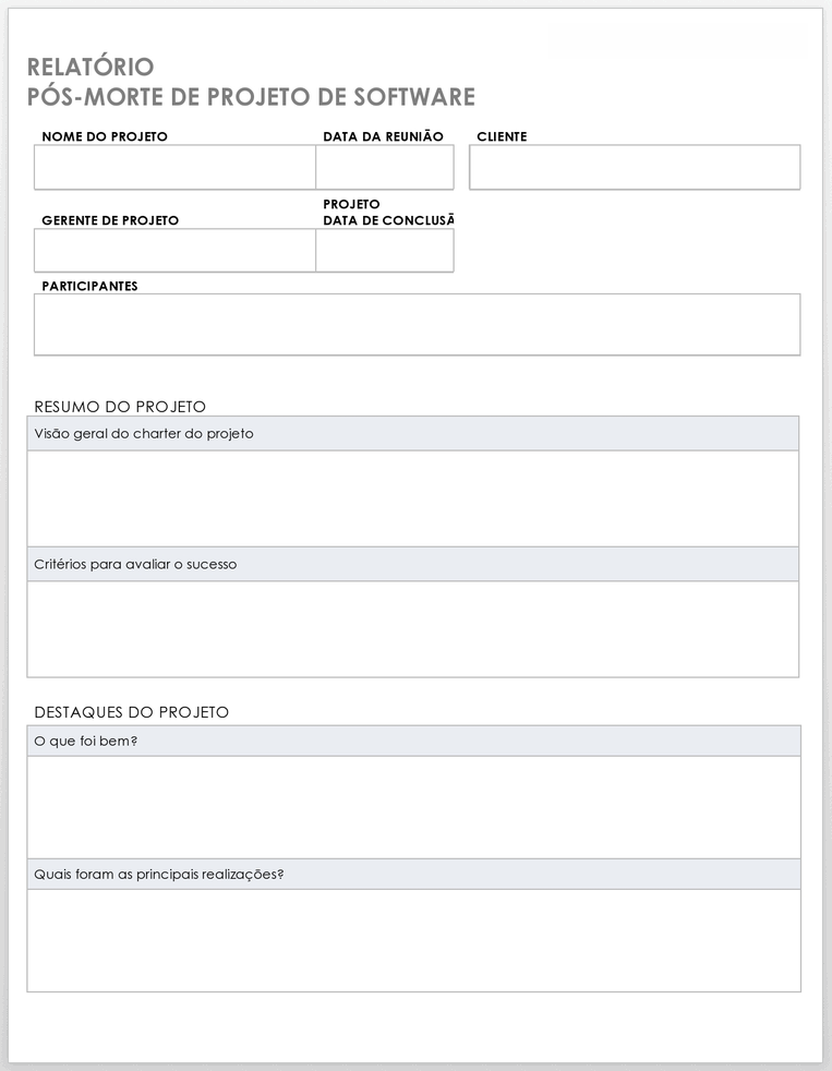 Modello di rapporto post mortem del progetto software